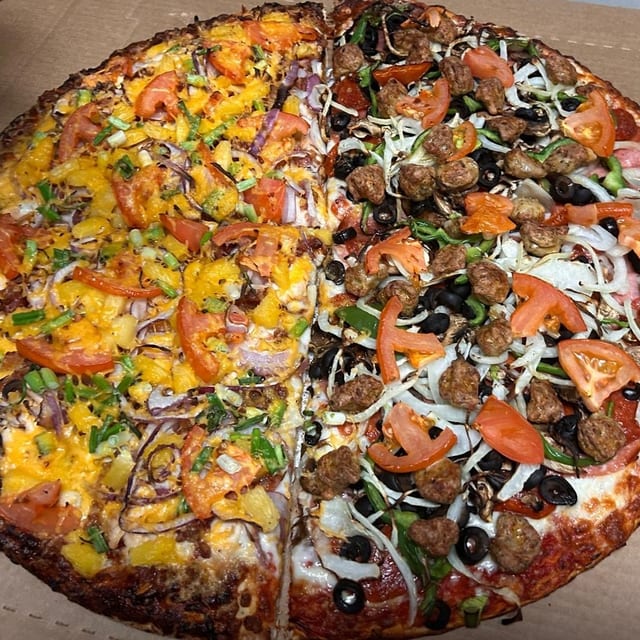 Half & Half Specialty Pizza.