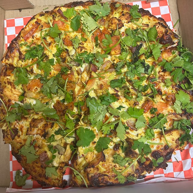 Chicken Curry Pizza.